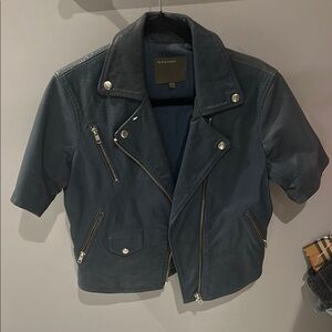 Muubaa blue Leather Biker Jacket